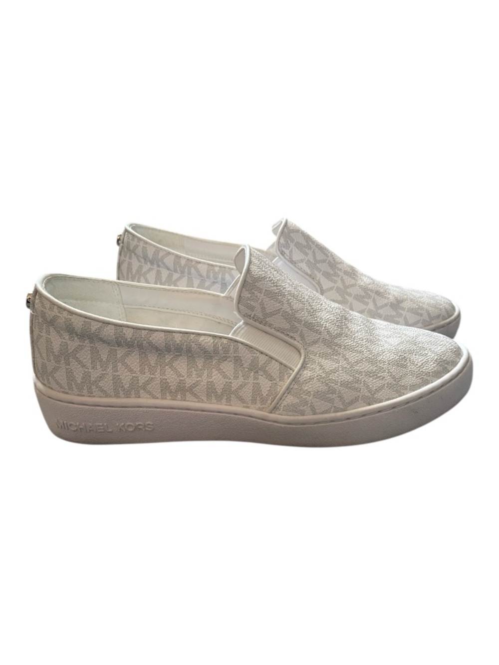Michael Kors White Keaton Slip-On Sneaker Mini MK PVC Logo size 6/2 - Picture 6 of 10